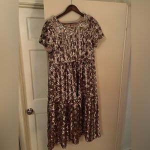 NWT Maeve Midi dress in rose gold sequins, sz M